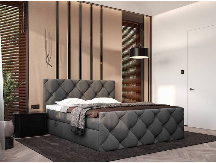 Boxbett Kissling 140 x 200cm Strukturstoff Cully Grau