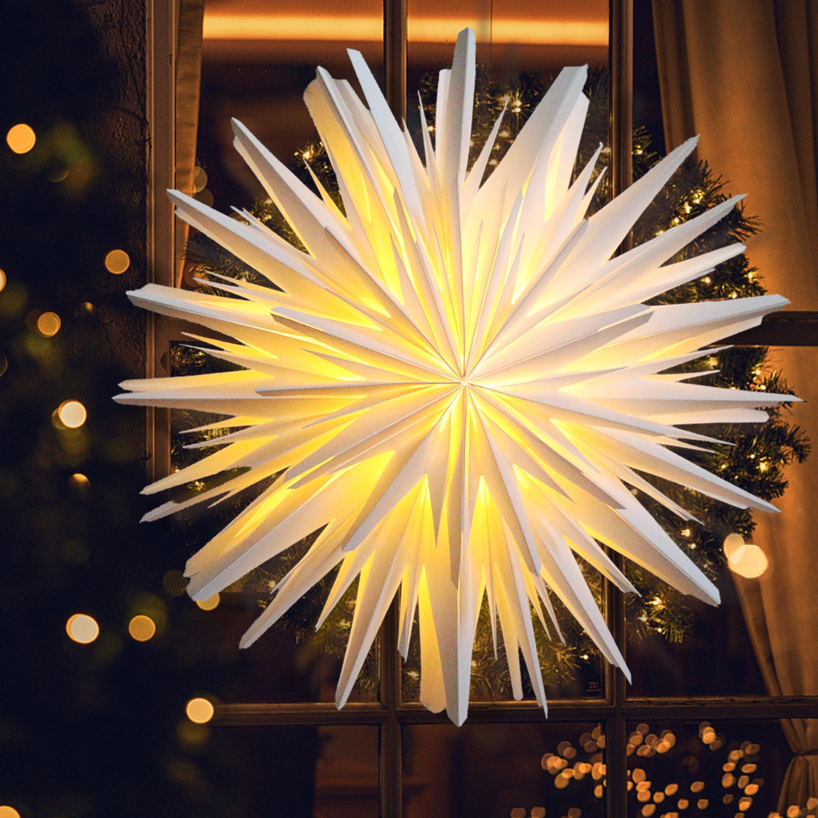 Verlichte papieren ster kerstdecoratie voor in huis, 45 cm