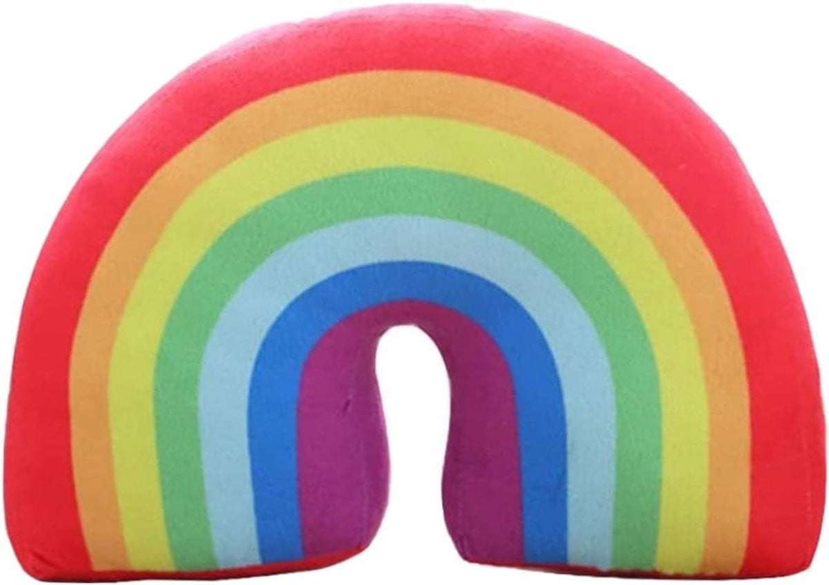 Regenboog decoratief kussen van zacht PP katoen in rood, 35 cm
