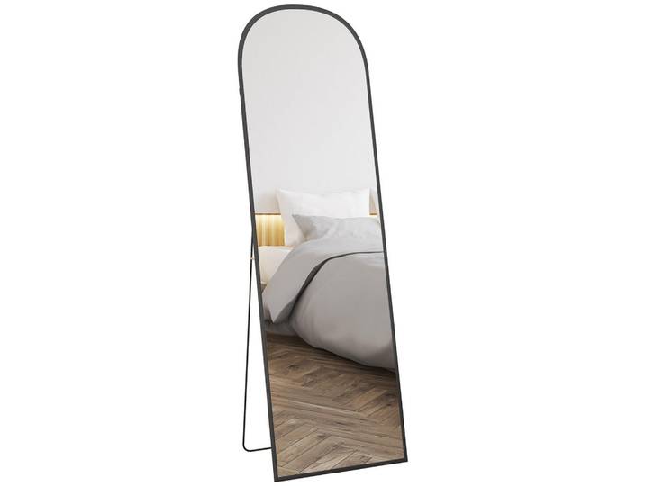 ComfortXL Standspiegel De-09974 modernes Design, rahmenlos Schwarz, Metall, 50x161.5x1.5 cm, Spiegel, Standspiegel