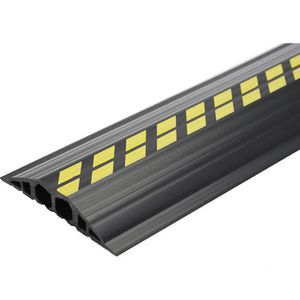 EHA Kabelbrücke 46022 Industrie, 2 Kanal, 150 cm x 20 cm, überfahrbar, schwarz/gelb, Gummi