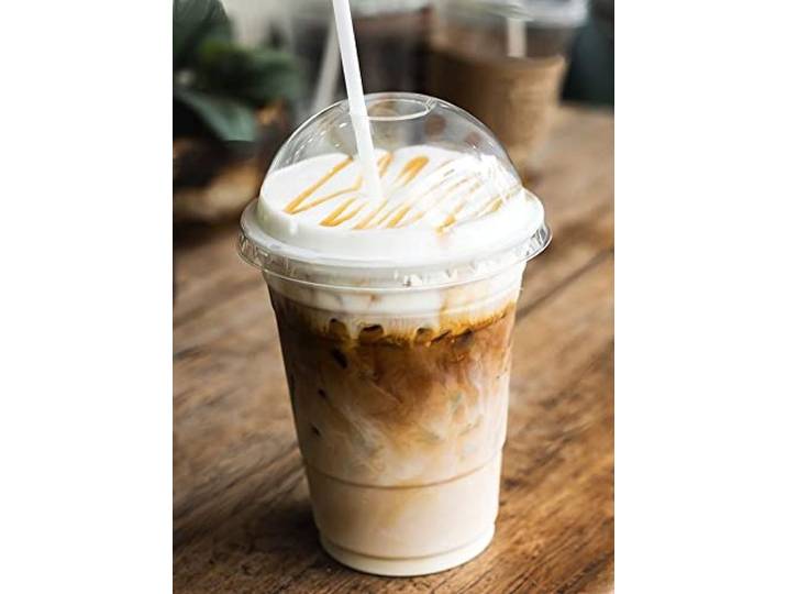 CW-Pack Plastikbecher, Smoothiesbecher, Bubble Tea, Boba Becher + DOM Deckel mit Loch 350ml 500St