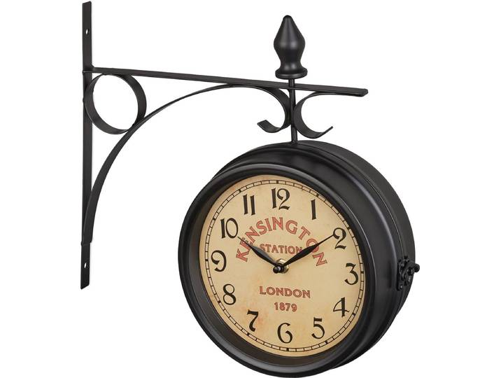stationsklok dubbelzijdig - Londen - vintage wandklok - op batterijen - retro