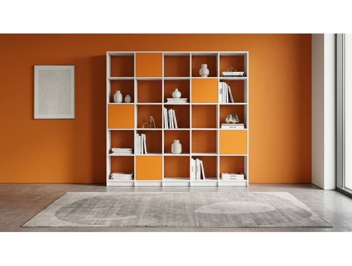 Stylisches Wohnzimmerregal - Regalsystem mit vielen Optionen MDF Beschichtet MDF Weiß matt