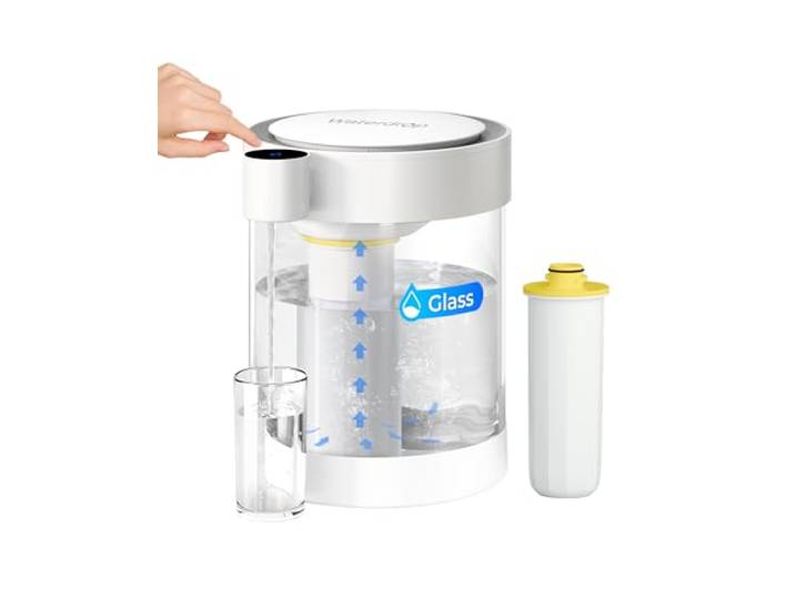 Waterdrop ED12W Elektrischer Glas-Wasserfilterspender, 5,3 L, 3 Monate Reduziert Kalzium, Magnesium und 70+ Weitere Stoffe, Auftisch-Wasserfiltersystem, Großkapazität Wasserfilterkanne
