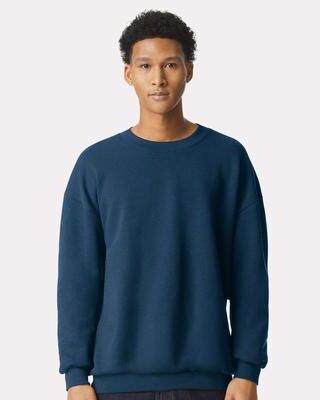 American Apparel RF496 ReFlex Fleece Crewneck Sweatshirt in Sea Blue size Small   Cotton/Polyester Blend