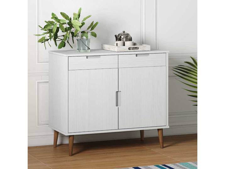 vidaXL Sideboard MOLDE Weiß 90x40x80 cm Massivholz Kiefer