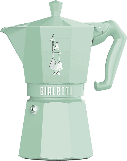 Cafetera tradicional - Bialetti Moka Exclusive, Aluminio, Hasta 3 tazas, Verde menta