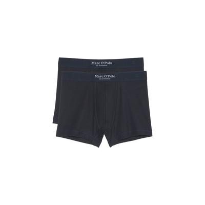 Boxer MARC O'POLO "Iconic Rib 2P Boxer", Herren, Gr. S, Single Jersey, blau (dunkelblau), Single Jersey, Obermaterial: 95% Baumwolle, 5% Elasthan, unifarben, Unterhosen, 2x2 rib fabric