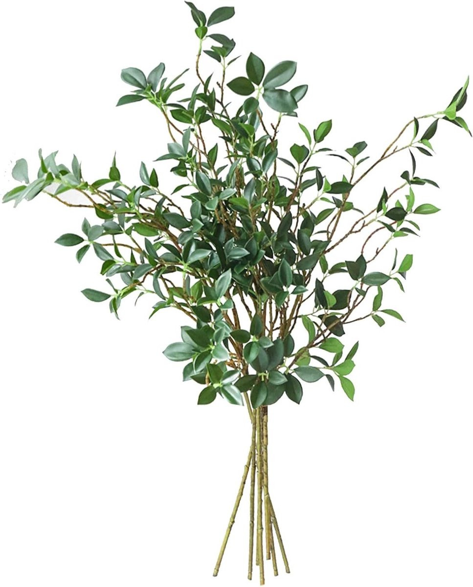 Kunstmatige Groenstengels - Nep Ficus Takken - Groen - Hoogte: 113 cm
