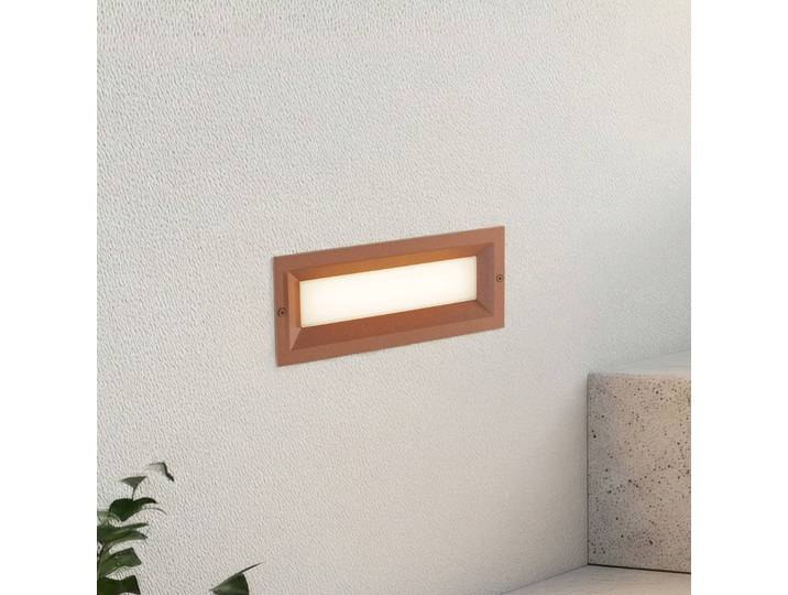 Lucande LED-Wandeinbauleuchte Lachlain, rost, 25 cm, IP65 Lachlain, braun / rost, Aluminium, Modern, Wandeinbauleuchte