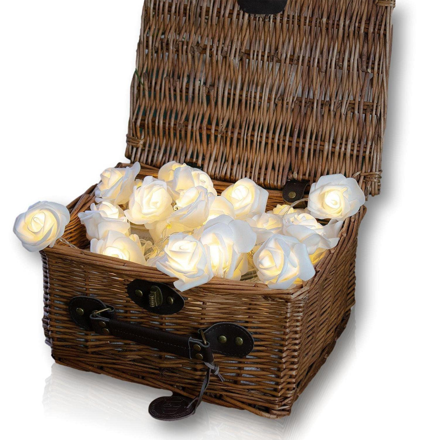 Dripio Lichtketting met 30 LED-rozen, Wit, 30 cm