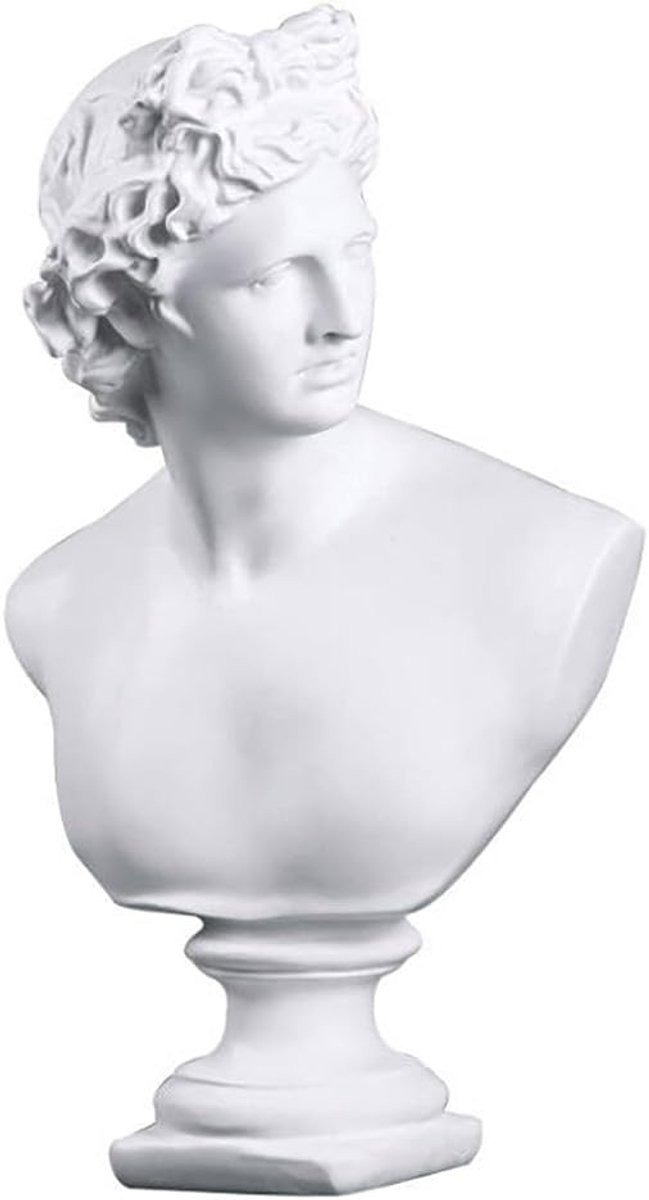 Klassiek Buste Beeld Griekse Sculptuur Wit - Hoogte: 29,97 cm