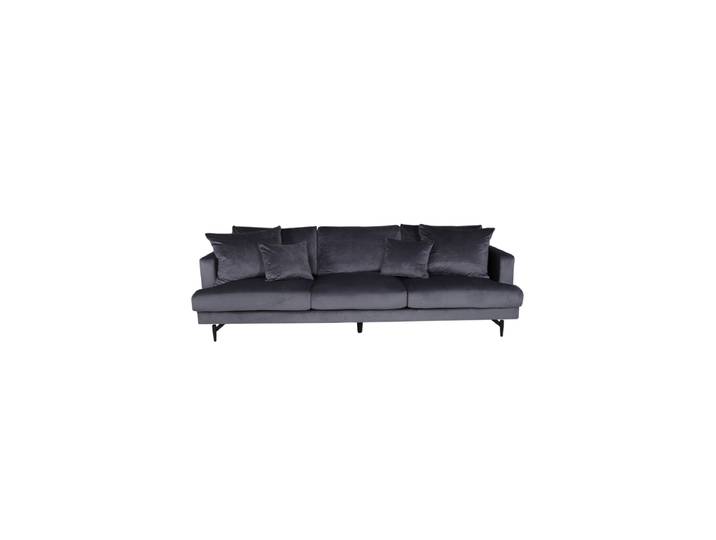Grosses 3-Sitzer Design Sofa „Sofia“ Grau Samt VE DESIGN
