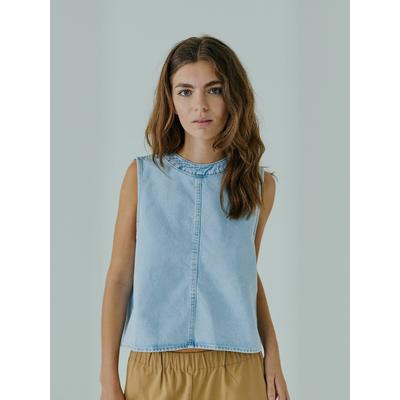 Funktionstop NORR "NORR Top Lai", Damen, Gr. 42, blau (light blau wash), Obermaterial: 100% Baumwolle, Tops