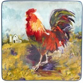 "Certified International Rooster Meadow Square Platter, 12.5"" x 12.5"" x 1.25"" - 12.5"" x 12.5"" x 1.25"""