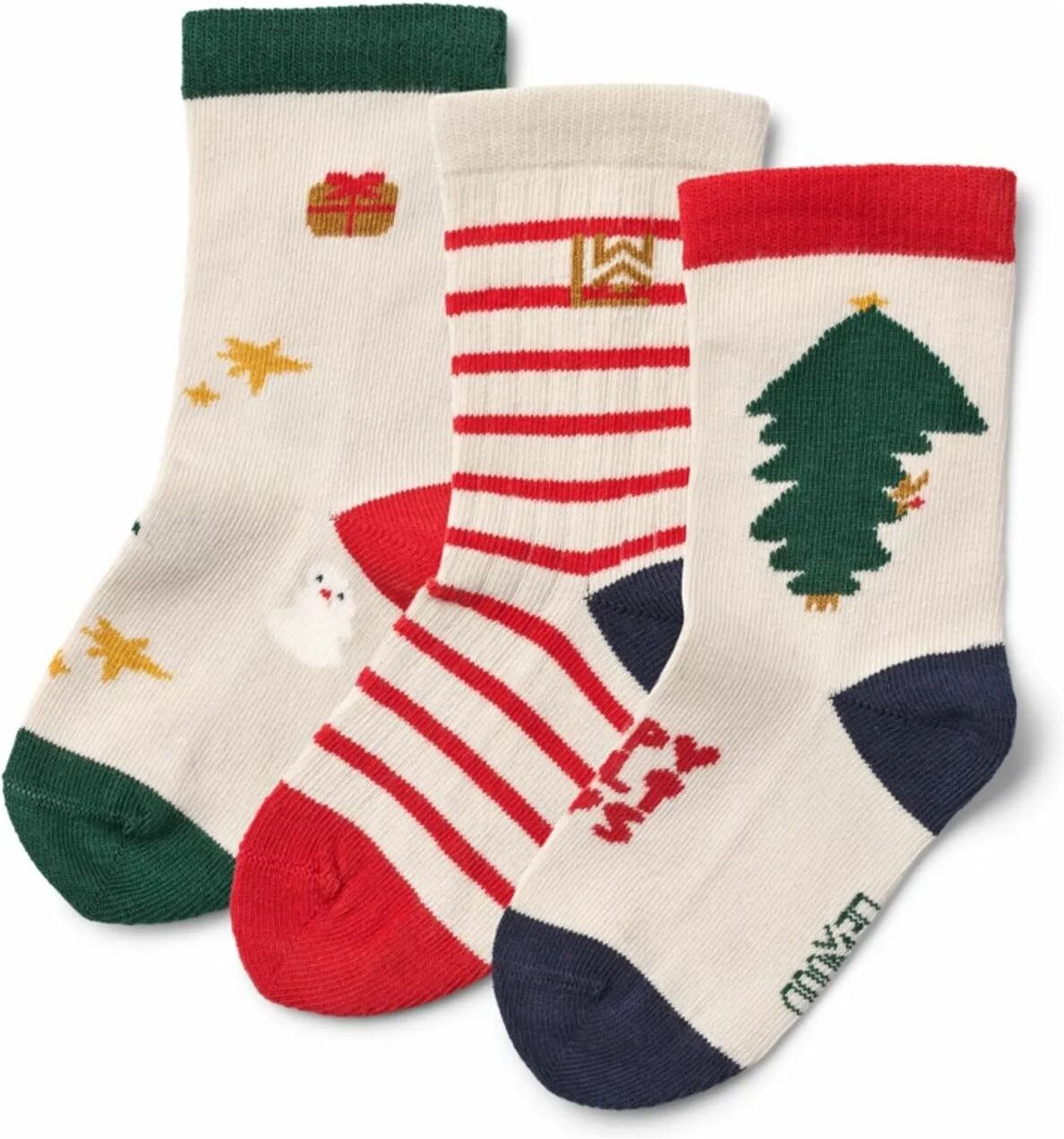 Liewood Lot de 3 Paires de Chaussettes Silas Noël Rouge 17/18