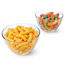 2x Fußball Schale 450ml Glas Bowl Schüssel Ball-Relief Chips Nüsse Snacks Party