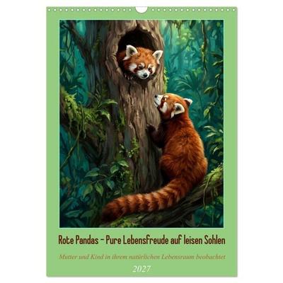 Rote Pandas – Pure Lebensfreude auf leisen Sohlen (Wandkalender 2027 DIN A3 hoch), CALVENDO Monatskalender
