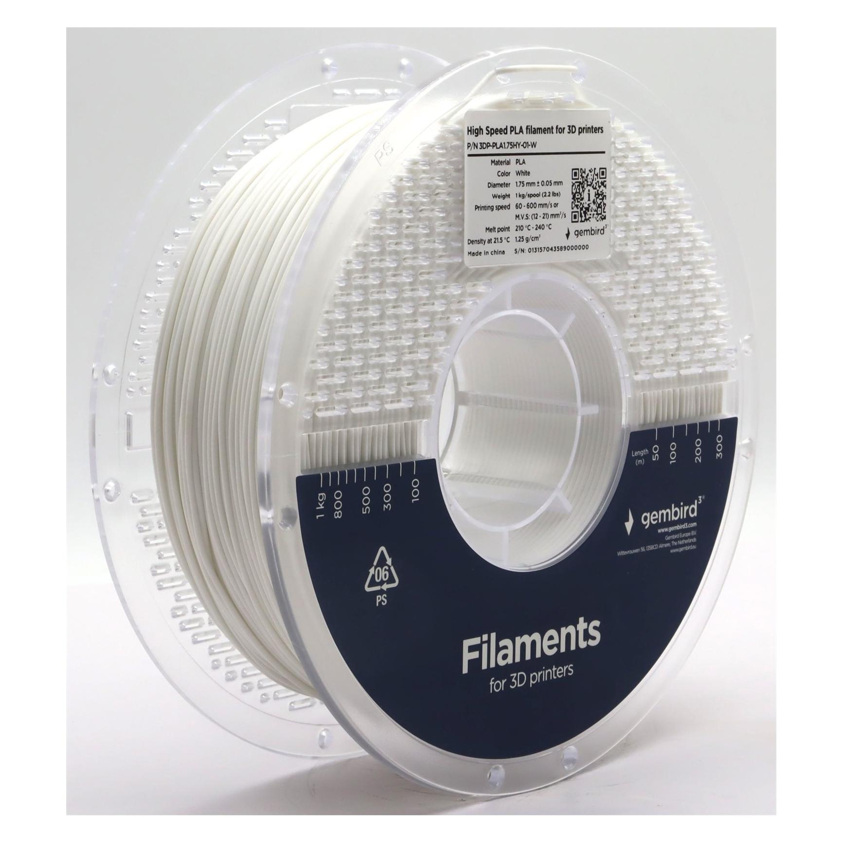 Gembird 3DP-PLA1.75HY-01-W-Hochgeschwindigkeits-PLAILAM (1000 g, 1.75 mm) (3DP-PLA1.75HY-01-W)