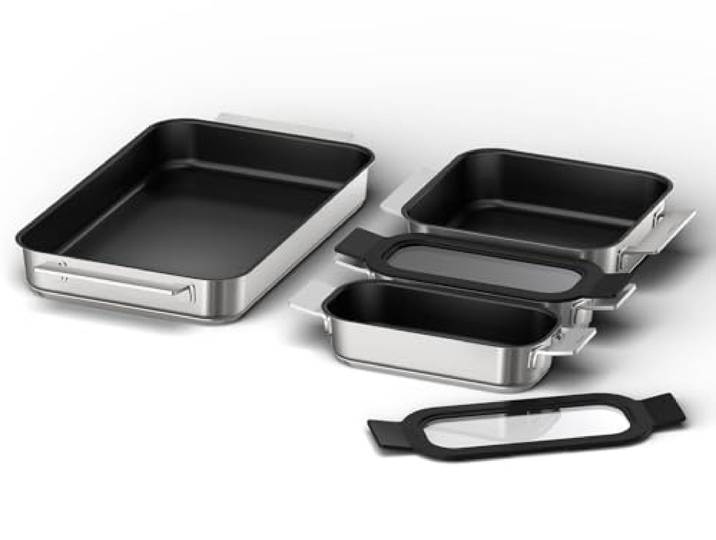 Bosch - Set de 4 récipients FlexInduction\, valable pour PerfectFry Plus\, fonte\, HEZ9FF040