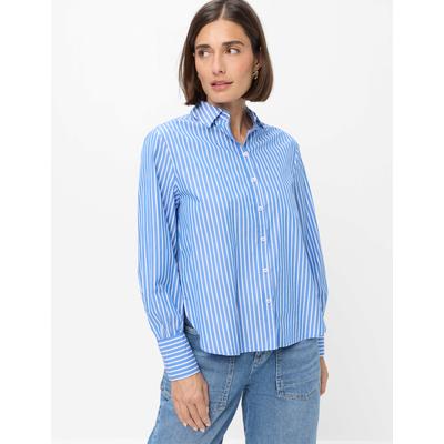 Klassische Bluse BRAX "Style VIC", Damen, Gr. 42, blau, Web, 100% Baumwolle, Blusen Bluse, Cotton Stripe: Hemdbluse aus reiner Baumwolle
