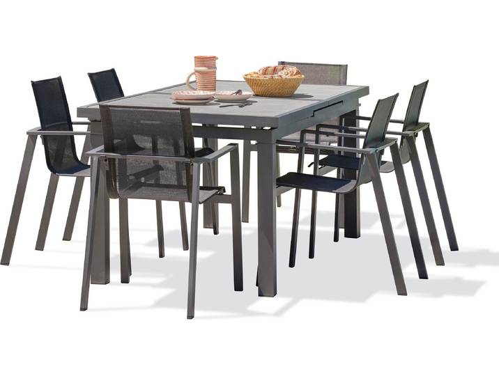 Ensemble repas de jardin 6 places en aluminium