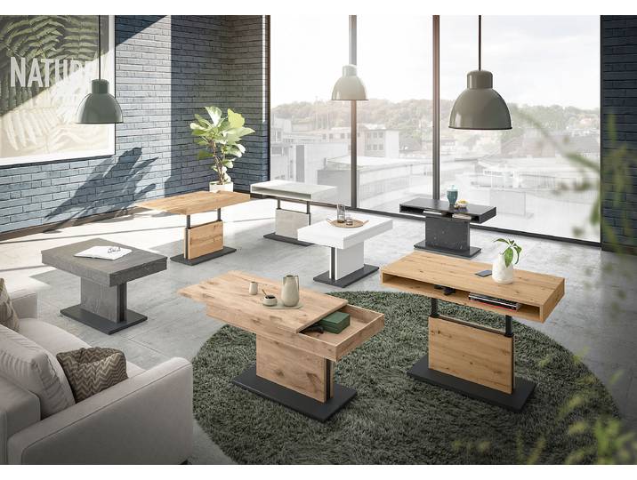 Höhenverstellbarer Couchtisch Deya 110cm 110 x 58 x 60cm Weiß/Weiß