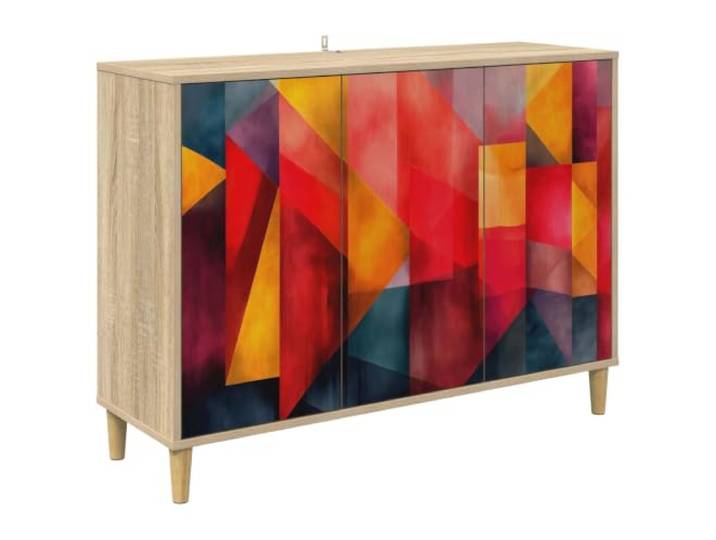 PUGYNBK Heesch Anrichte Sonoma 102 x 33 x 75 cm Technisches Holz, erhöhte Beine, geräumige Aufbewahrung, elegantes Design