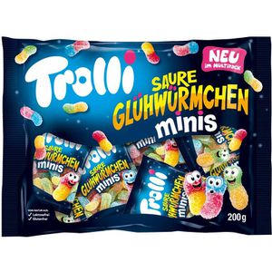 Trolli Fruchtgummis Saure Glühwürmchen Minis, 10 Minibeutel, 200 g