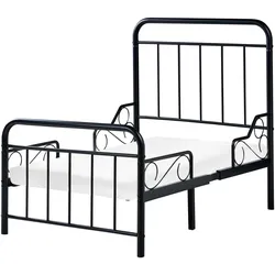 KINDERBETT mitwachsend Metall 90/200 cm Schwarz Anais