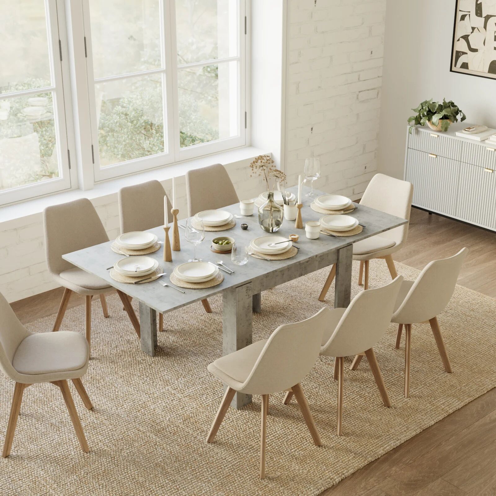 garneroarredamenti Tavolo allungabile 90x90cm moderno a libro grigio Calla
