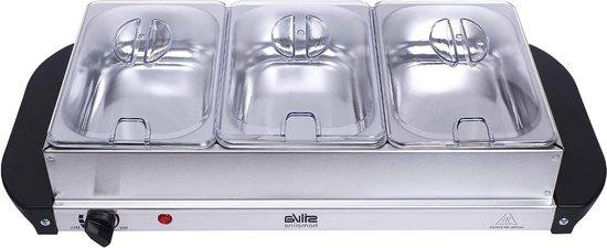 Silva Schneider Buffetwarmer Warmhoudplaat met 2-in-1 Functie, 3x 1,5 Liter, Zilver
