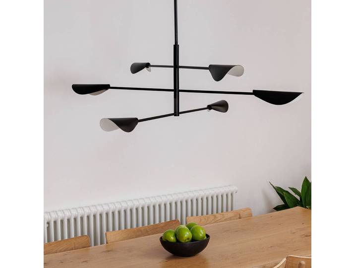 FARO BARCELONA Hängelampe Liggera, dimmbar, schwarz, für Wohn- / Esszimmer, Metall, Modern, Pendelleuchte