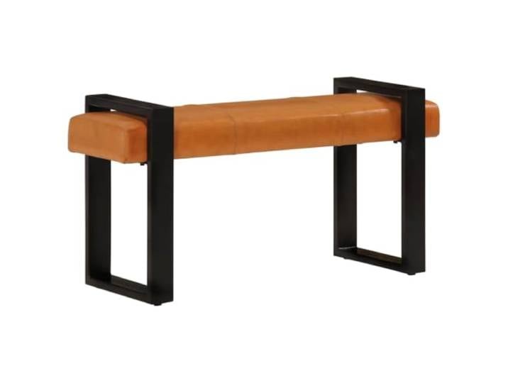 Makastle Sitzbank Echtes Ziegenleder Schwarz Braun 110x36x56cm