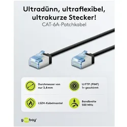 goobay Netzwerkkabel RJ-45 Cat.6a 15.0 m schwarz