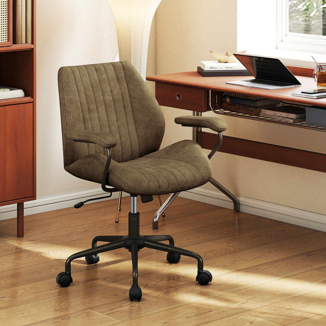 Marlow Home Co. Suede and Foam Padding Office Chair Green 92cm H X 68cm W X 66cm D