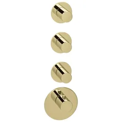 Herzbach Logic XL 3 Fertigmontageset 30.523015.1.03 Thermostat-Modul, 4 Blenden rund, Griffe rund, PVD-gold