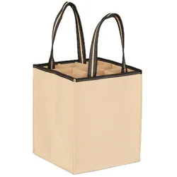 Relaxdays Flaschentasche 9 Flaschen, Flaschenträger für Wein Bier, Leergut, Getränketasche, HBT: 45 x 24 x 24 cm, beige