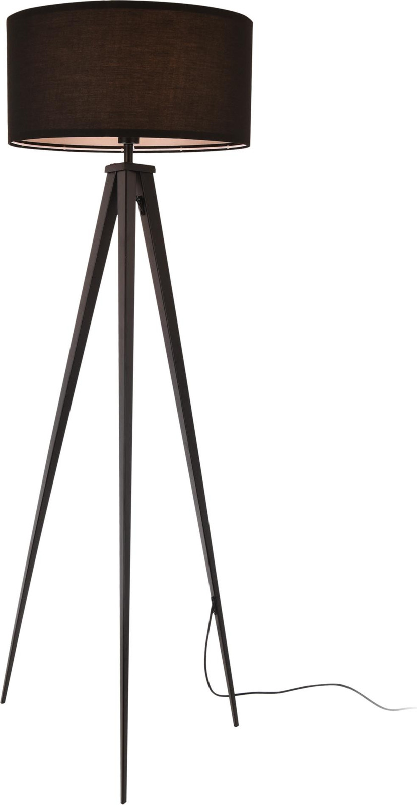 Lux.pro Vloerlamp Faro, zwarte tripod staande lamp met stoffen kap, Hoogte: 153 cm