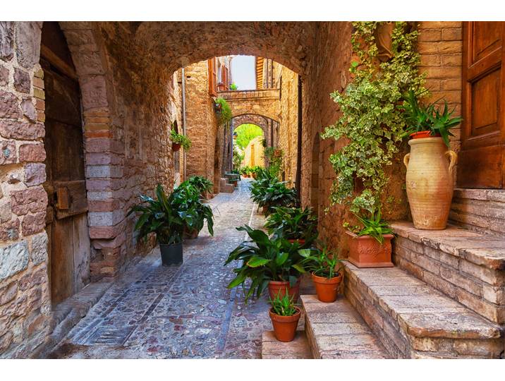 Fototapete PAPERMOON Ancient City Spello Umbria , bunt, B:3,5m L:2,6m, Vlies, Tapeten, Fototapete