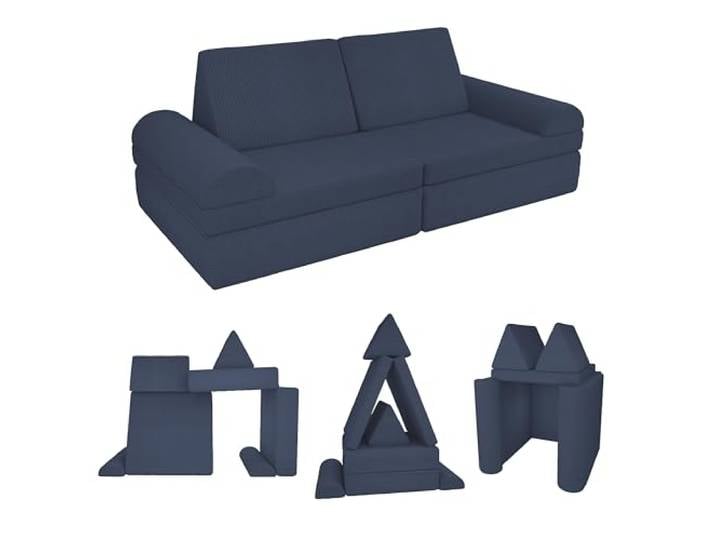 POKAR Kindersofa Spielsofa Cord aus Schaumstoff Bausteinen Modulares Spielsofa für Kinder Kuschelecke im Kinderzimmer Kindercouch Oeko-Tex 100 Zertifiziert Nächtlicher Himmel