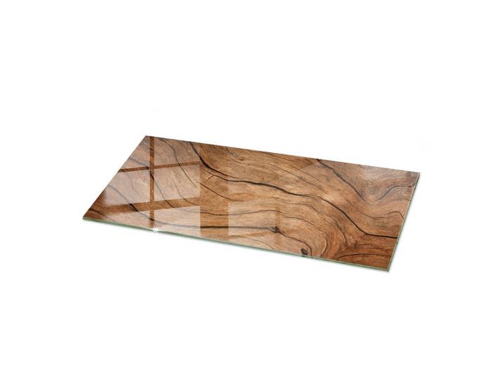 Tulup Glasplatte 125x50 cm Natürliche Holzmaserung, Braun, Glas, Rechteckig, 125x50x0.4 cm, Esszimmer, Esstische, Tischsysteme