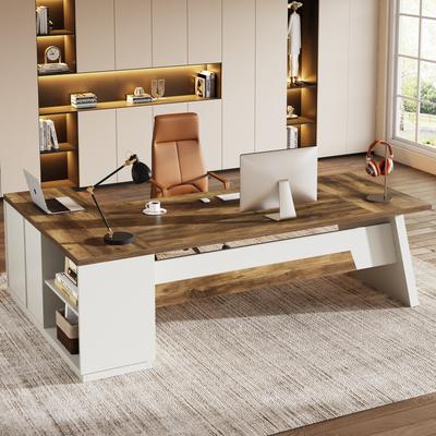 YUZHOU 78.7-Inch L-Shaped Executive Desk Computer Desk with File Cabinet