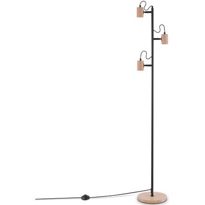 PACO HOME Stehlampe "ACHIM", schwarz, Ø 23,5cm H: 158cm, Leuchten, LED Stehlampe Wohnzimmer Schlafzimmer Deko Modern Zeitlos Holz E27, Stehlampe
