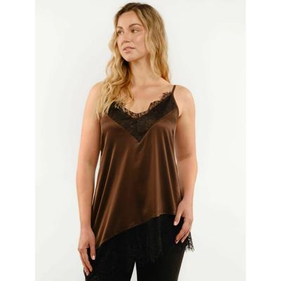 Funktionstop LIBERTÉ ESSENTIEL "Liberté Essentiel Top LOLA ASYMTERIC", Damen, Gr. XS, braun (choco braun), Obermaterial: 100% Polyester, Tops