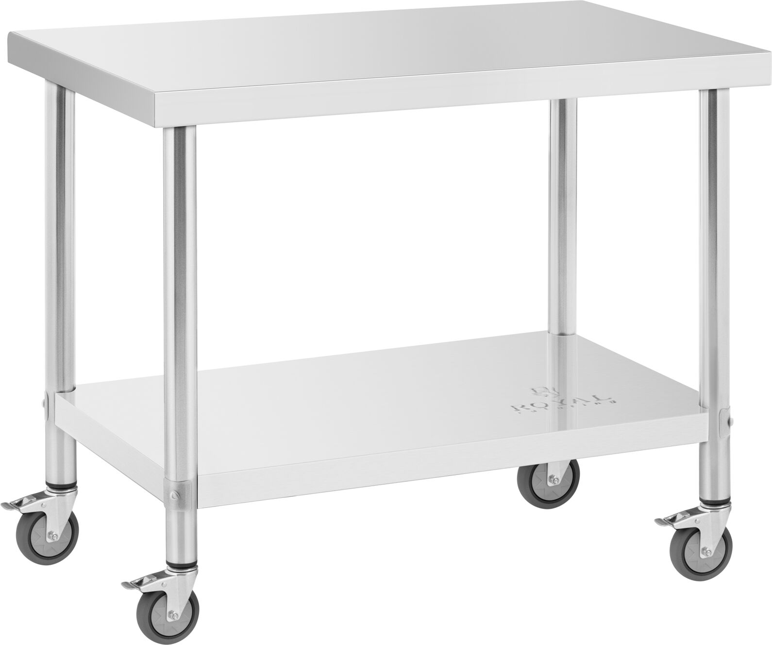Edelstahltisch mit Rollen - PREMIUM - 60 x 100 cm - 155 kg - Royal Catering