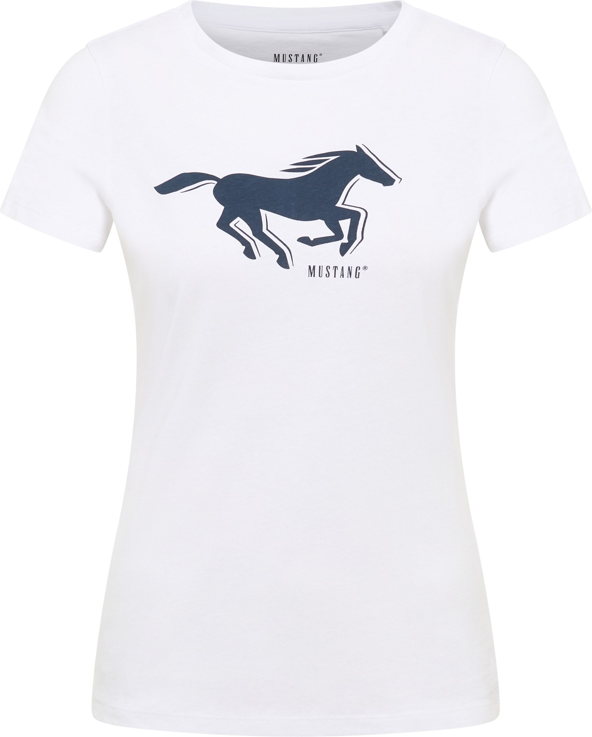 Kurzarmshirt MUSTANG "Damen Style Loa", Damen, Gr. M, weiß, Jersey, 100% Baumwolle, Rundhals, Shirts Kurzarmshirt