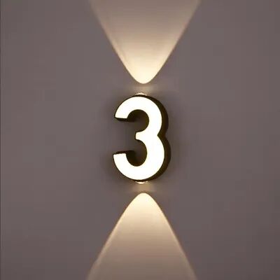Silver Stone Store Waterproof LED Wall Lamp, Digit Number Display, Modern Minimalism Style For Porch, Garden, Indoor & Outdoor Aluminum warm White 3000k 3
