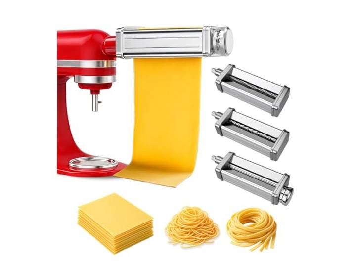 Nudelaufsatz für KitchenAid Küchenmaschine 3-teilig – Pasta Roller, Spaghettischneider & Fettuccineschneider – Edelstahl Aufsätze - Küchenmaschinen Zubehör für KitchenAid von MMOBIEL